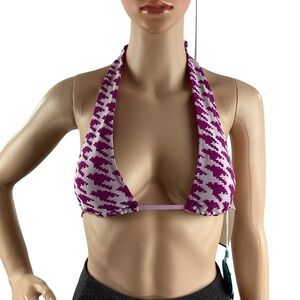 WET Swimwear Jordan Top Houndstooth Bikini Top Purple White Size XS